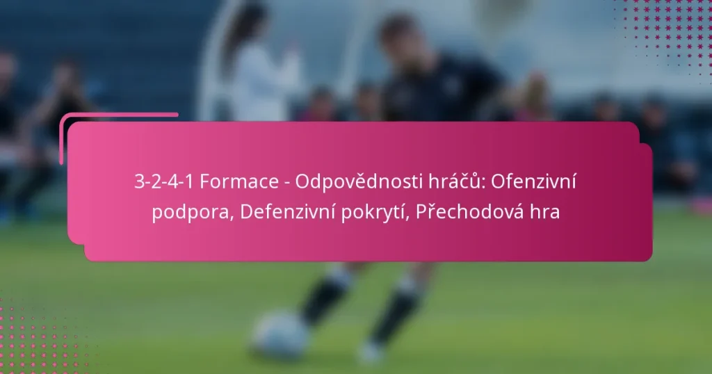 3-2-4-1 Formace – Odpovědnosti hráčů: Ofenzivní podpora, Defenzivní pokrytí, Přechodová hra