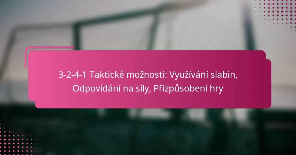 3-2-4-1 Taktické možnosti: Využívání slabin, Odpovídání na síly, Přizpůsobení hry