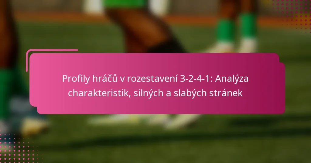 Profily hráčů v rozestavení 3-2-4-1: Analýza charakteristik, silných a slabých stránek