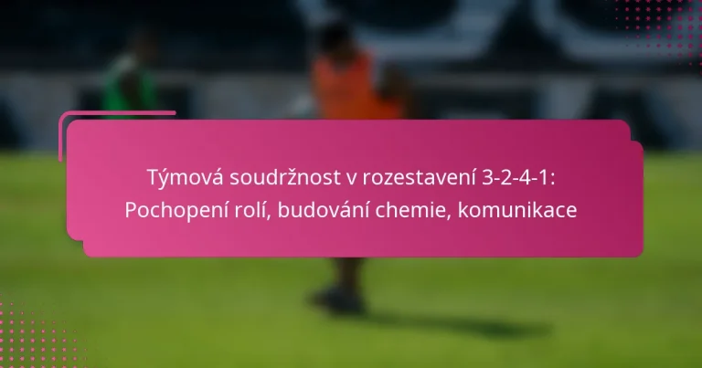 Týmová soudržnost v rozestavení 3-2-4-1: Pochopení rolí, budování chemie, komunikace