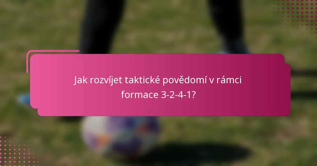 Jak rozvíjet taktické povědomí v rámci formace 3-2-4-1?